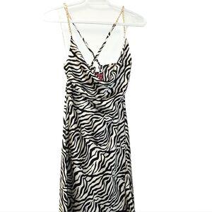 GUESS Zebra Print Silk Slip Dress Size Small
